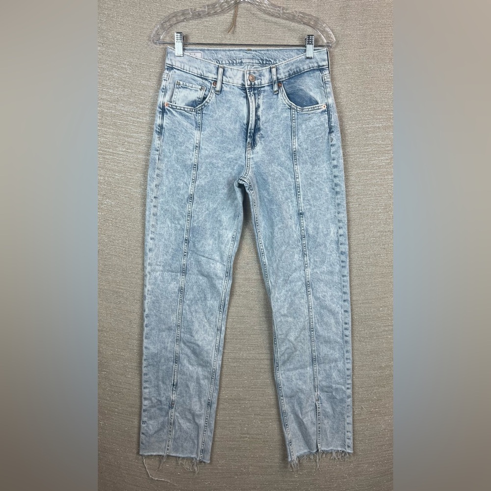Gap Size 2 Long 28w 90s Loose Mid Rise Acid Wash Stretch Denim Straight Jeans
